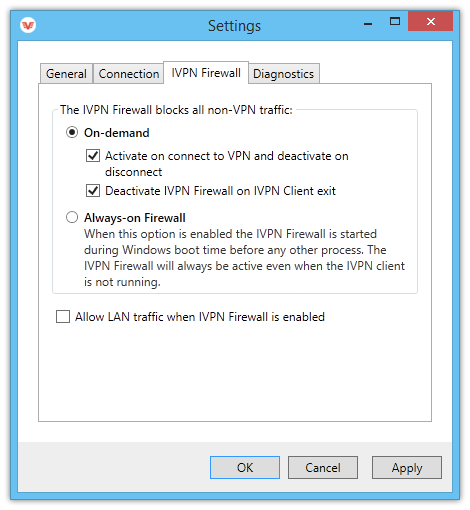 IVPN Firewall configuration