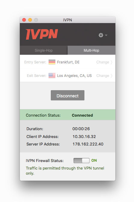 IVPN client connected