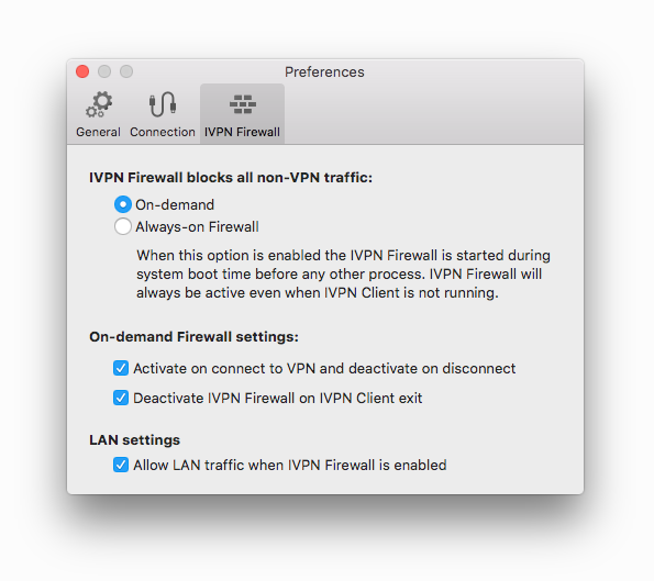 OSX client preferences