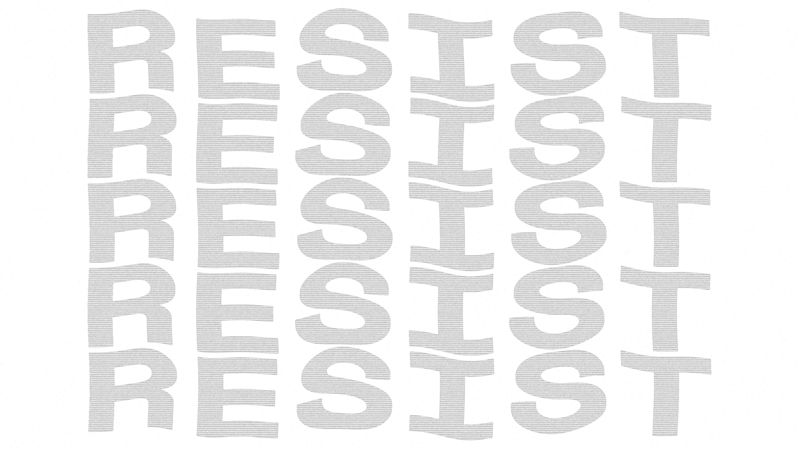The word RESIST in waving rows of type: a still from IVPN's cinema spot